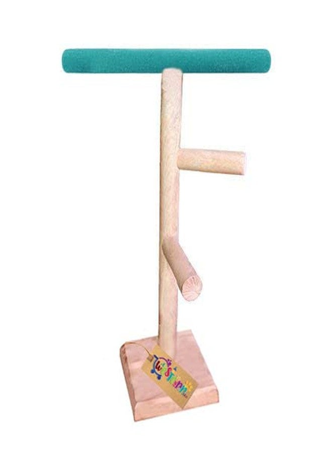 ويستيرن إرا حامل رمل للطيور من الخشب الطبيعي من العصر الغربي، مقاس 13 بوصة / 33 سم، مزود بدرجتين للعب والتمرين (قطعة واحدة) - Image 2